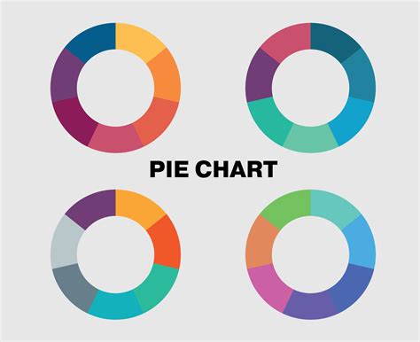 Colorful 4 Set Pie Chart Percentage Graph Design Infographic Vector 3d