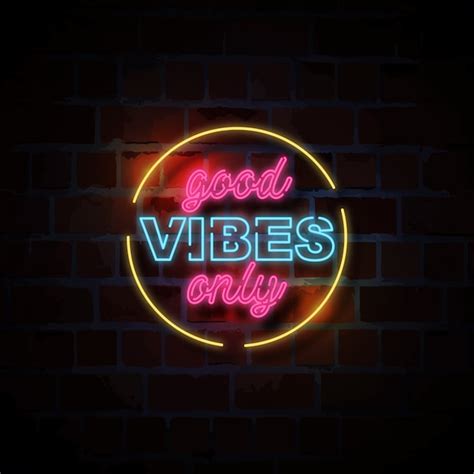 Premium Vector Good Vibes Only Neon Style Sign Illustration