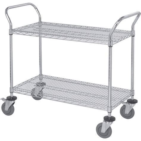 Quantum Wire Shelving Mobile Wheeled Utility Cart 2 Shelves 18in X