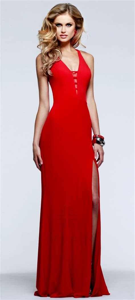 Deep Plunge Backless Jersey Evening Gown At Ball Gown Heaven