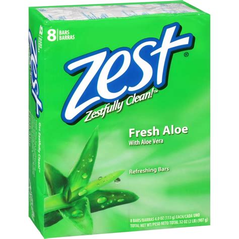 Zest Fresh Aloe Refreshing Bar Soap 4 Oz 8 Count