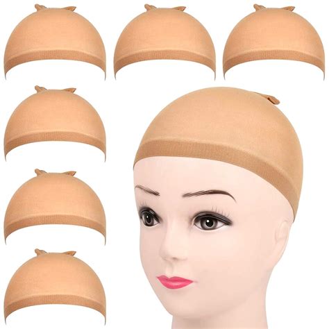 6 pcs stocking wig caps fandamei light brown stocking caps for wigs stretchy nylon wig caps
