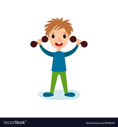 Smiling Little Boy Character Exercising Royalty Free Vector