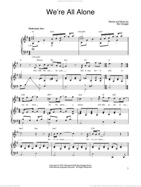 Were All Alone Sheet Music For Voice Piano Or Guitar Pdf