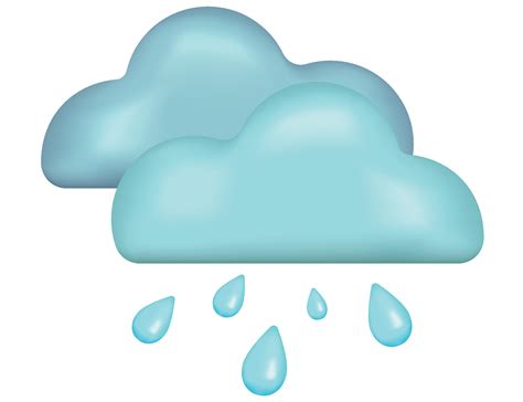 Clouds With Rain Emoji Icon Cloudy Rainy Day Weather Symbol Vector