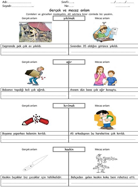 Mecaz Anlamlı Kelimeler (200 Tane Mecaz Anlam Cümle Örneği)