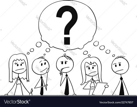 Cartoon Group Business People Thinking Royalty Free Vector