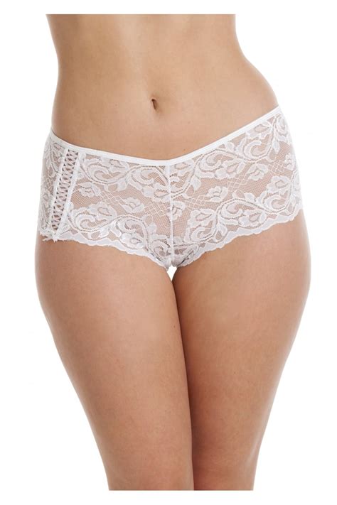 New Ladies Camille White Lace Knickers Womens Lingerie Boxer Shorts
