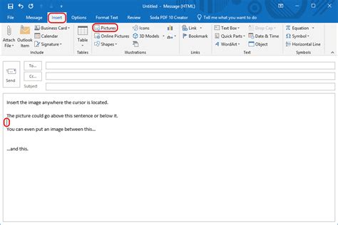 Insert An Image Inline In An Email With Outlook