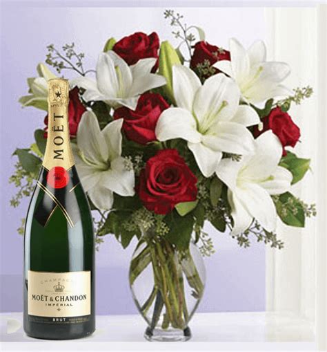 Plus, they all feature luxurious treats like chocolates and truffles. Red Roses and Lilies | Champagne & Flowers | Gift Hampers