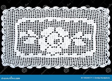 Rectangle Lace Tablecloth Isolated On Black Background Stock Image
