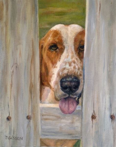 Daily Painting Projects Basset Fenced In Oil Painting Dog Art Pet