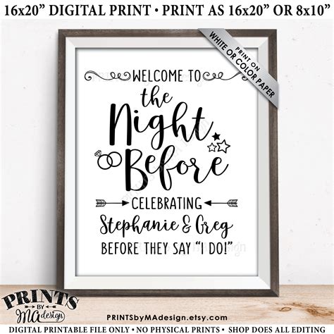 The Night Before Sign Welcome To The Night Before Sign Wedding