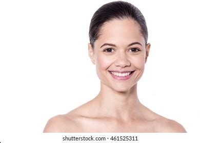 Attractive Topless Woman Looking Copy Space Stock Photo