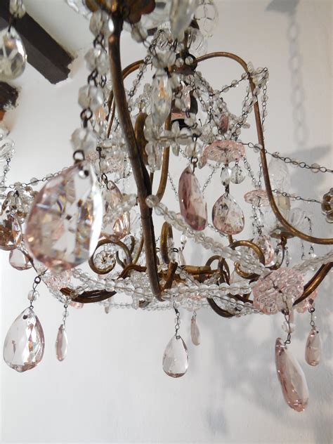 5 out of 5 stars. 1920 French Feminine Pink Crystal Prisms Chandelier For ...