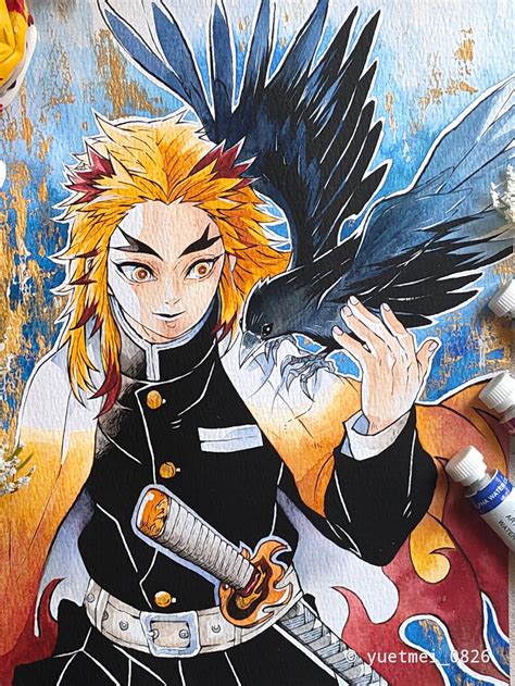 Rengoku With Kasugai Crow Flame Hashira From Mugen Train | Etsy