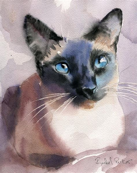 Print Siamese Cat Art Print Of A Watercolor Painting Big Large Etsy