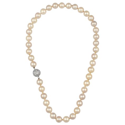 Classic Strand Pearl Necklace With Diamond Ball Clasp At StDibs Pearl Necklace Clasp Designs