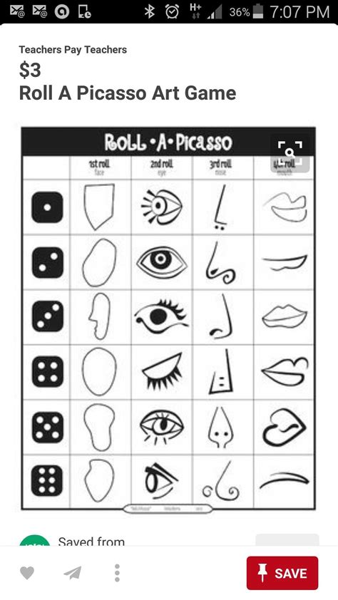 Image Result For Roll A Picasso Worksheet Picasso Art Game Art Art