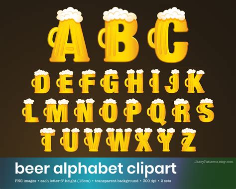 Beer Mug Alphabet Letters Clipart Perfect For Octoberfest Etsy Hong Kong