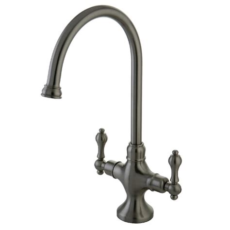 The brass kitchen faucet provides dynamic performance in addition to giving a traditional look to the kitchen. Kingston Brass Vintage 2-Handle Standard Kitchen Faucet in ...