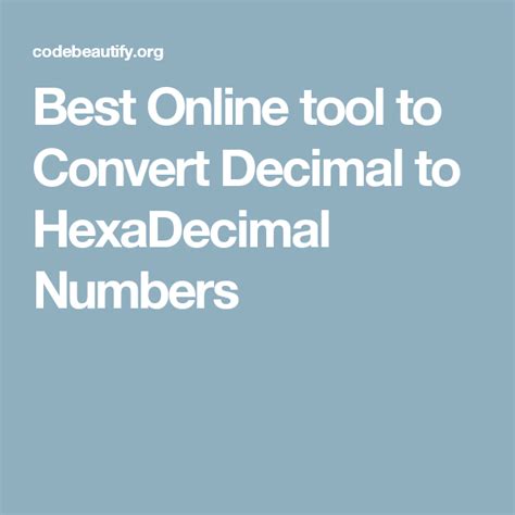 Best Online Tool To Convert Decimal To Hexadecimal Numbers Converting