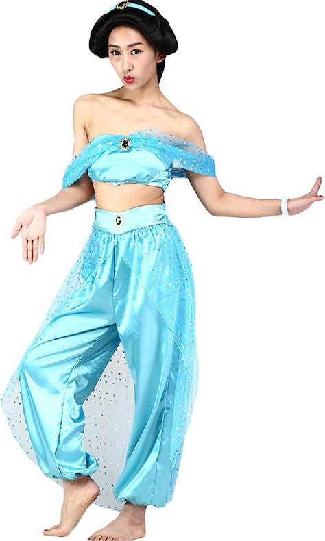 Fanstyle Cosplay Costume Robe Princesse Jasmin Aladdins Lamp Organza Gilet Pantalon 2pcs Pour