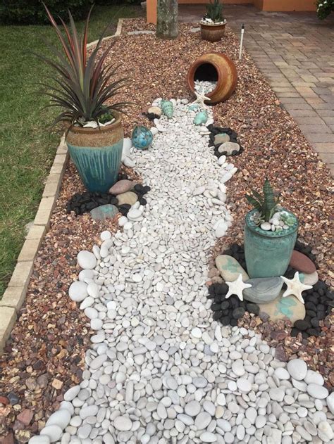 Excited Front Yard Landscaping Ideas With White Rocks