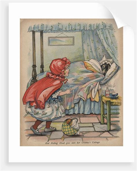 Red Riding Hood Goes Into Her Grannys Cottage Book Illustration Book Illustration