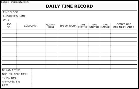 Blank Printable Daily Time Record