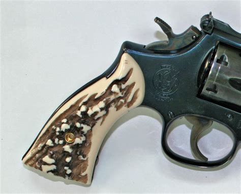 Smith Wesson K L Frame Stag Like Grips Square Butt