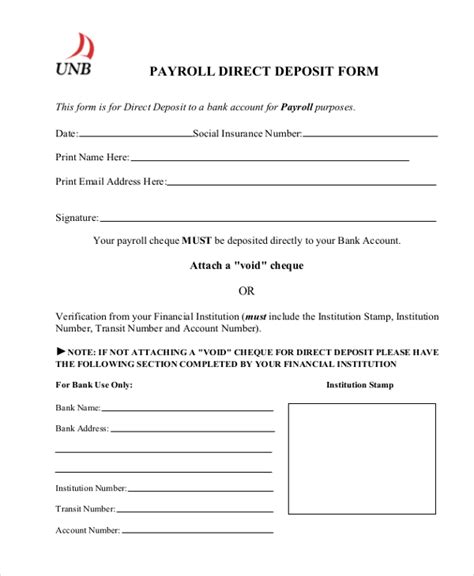 Free 12 Direct Deposit Form Samples In Pdf Ms Word Excel