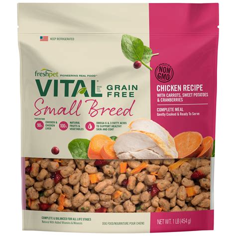 It combines meats with fruits and vegetables to. Freshpet Vital Grain Free Small Breed Complete Meals Wet ...