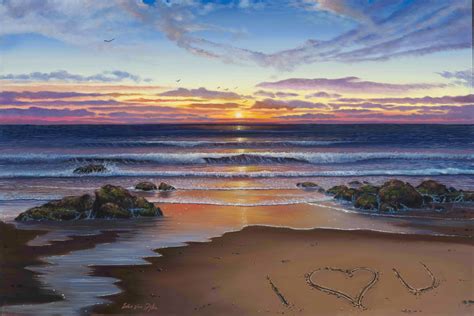 Ocean Sunset Beach Oil Painting