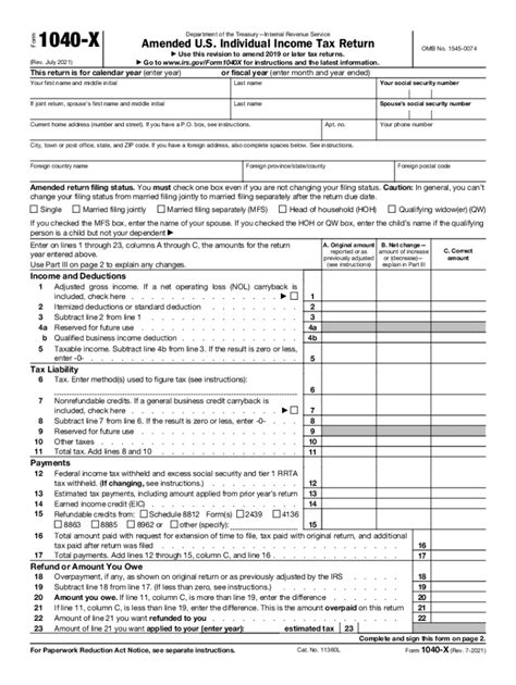 Irs 1040 X 2021 2022 Fill And Sign Printable Template Online Us