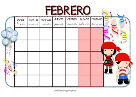 Meses Febrero Calendario Perpetuo Calendario Para Niños Calendario