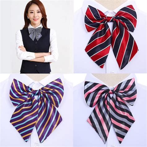 buy women bow ties striped butterfly stewardess silk cravat fashion bowties at affordable prices