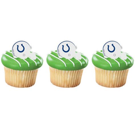 24 Nfl Indianapolis Colts Football Helmet Cupcake Topper Rings Bling Your Cake