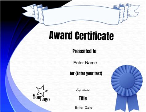 Editable Award Certificate Template Ewriting