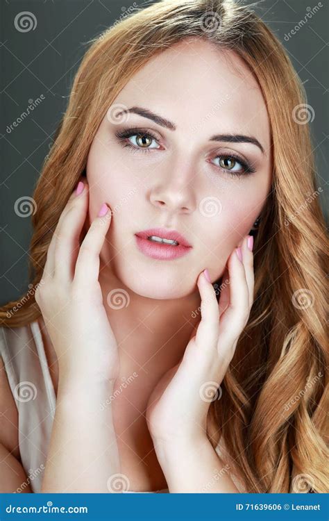 Beautiful Young European Woman Stock Photo Image Of Background Close