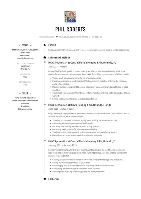 Curriculum vitae, translated from latin means, the course of one's life. academics, scientists and medical professionals use their cvs to present a complete but succinct summary and highlight of their qualifications. HVAC Technician Resume Template | Resume guide, Resume ...