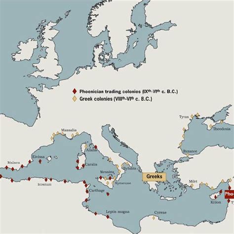 Map Of The Phoenician And Greek Expansions Along The Download