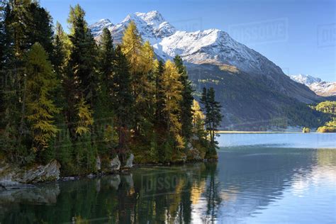 Lake Sils In Autumn Engadine Valley Switzerland Stock Photo Dissolve