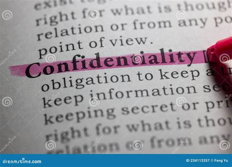 Dictionary Definition Of Confidentiality Stock Image Image Of Word