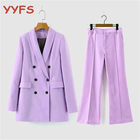 Purple Pants Suit For Women Office Wear