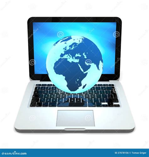 Globe On Laptop Stock Illustration Illustration Of Planet 27078156