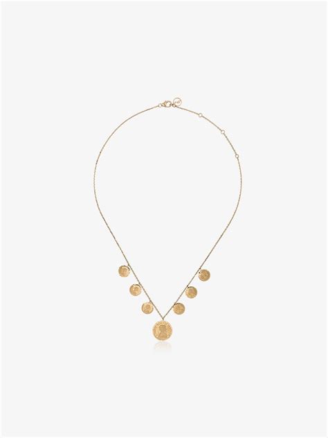 Anissa Kermiche 18k Yellow Gold Louise Coin Necklace Browns