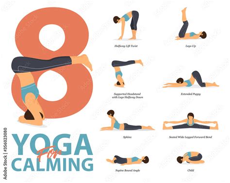 Infographic Of 8 Yoga Poses For Workout At Home In Concept Of Yoga For