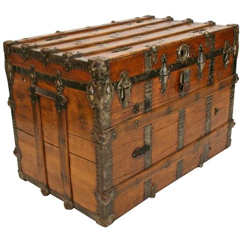 Large Antique Flat Top Trunk From A Unique Collection Of Antique And