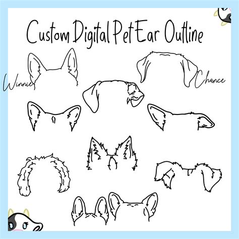 Pet Portraits Urns And Memorials Custom Dog Ears Outline Drawing Dog Ear